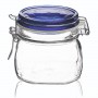 frasco hermético de vidrio con tapa de vidrio azul